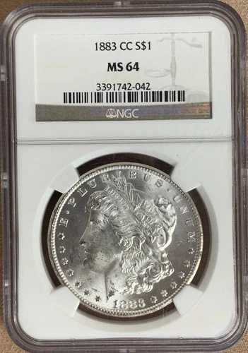 :1883-CC シルバー モーガンドル ニアジェム BU NGC MS 64 ブラストホワイト 最高グレード
