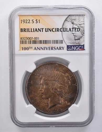 1922-S ピースシルバードル BU NGC 美しいトーン *7174