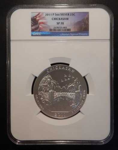2011 P ATB 5オンス シルバー 25セント チカソー NGC SP 70