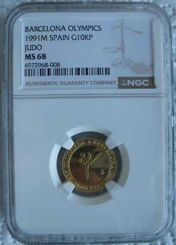 スペイン 1991 金貨 10000 ペセタ NGC MS-68 バルセロナオリンピック 柔道