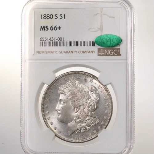 1880-S モーガン $1 NGC CAC 認定 MS66+