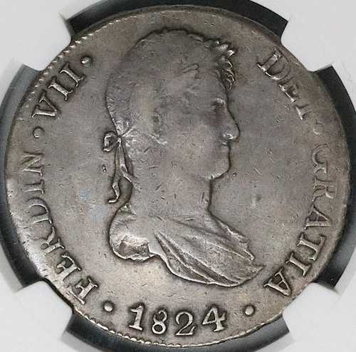 1824年 クスコ NGC VF 25 ペルー 8レアル フェルディナンド7世 柱 希少コイン (24122202C)