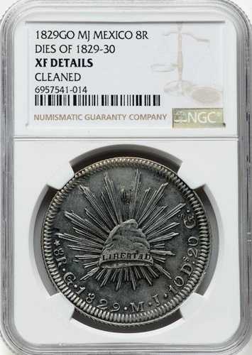 メキシコ 1829 GO MJ 8 レアル 1829-30 年発行 - NGC XF 詳細 - 非常に希少な発行品!