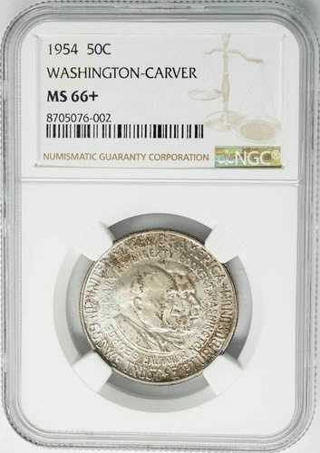 1954年 ワシントン カーバー ハーフ 50セント MS66+ NGC 950596-60