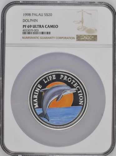 1998年 パラオ S$20 銀貨 5オンス ソルフィン NGC PF69UC