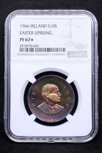 1966年 アイルランド 銀貨 10シリング イースター蜂起 プルーフ .NGC PF 67*