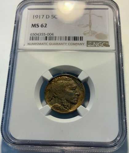 1917-D バッファローニッケル NGC MS62 年代の素晴らしい打刻 未流通品として見つかる 139,150円