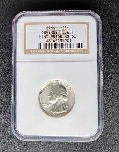 超レア 1964年 Dインデントエラークォーター 25セント NGC MS65 GEM
