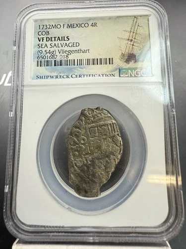 1732年 メキシコ フリーゲンハート 難破船 4レアル コブ シルバー 海上回収 NGC VF 詳細