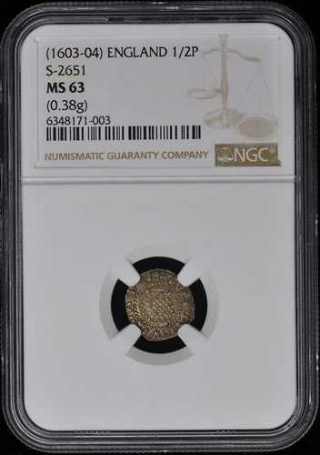 (1603-04) イングランド S-2651 1/2P NGC MS63