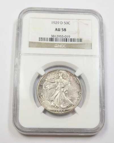 1929-D NGC AU58 | シルバー ウォーキング リバティ ハーフ ドル - 50セント 米国コイン #35235A