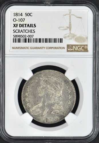 1814年 バストハーフドル 50C O-107 XF 詳細 傷あり NGC コイン 139,150円