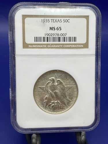 1935年 テキサス記念ハーフドル 50セント 90%銀貨 NGC MS 65