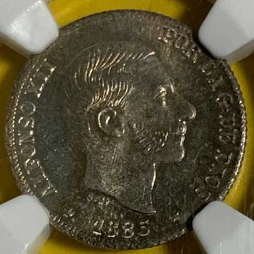 スペイン フィリピン 10センタボ 1885年 アルフォンソ12世 NGC MS 65 美しい色調