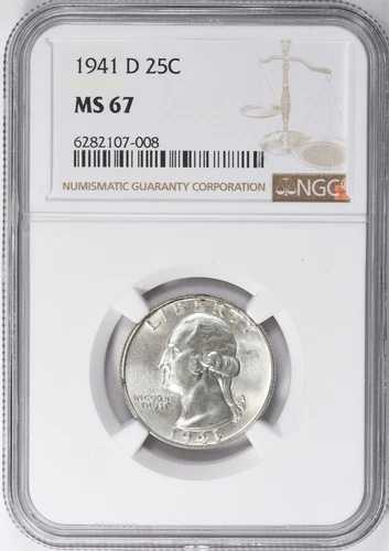 1941-D ワシントン シルバー クォーター ドル NGC MS-67