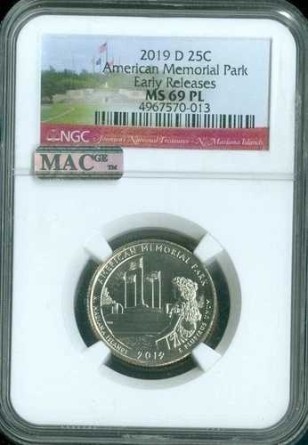 2019-D アメリカンメモリアルクォーター NGC MS69 PL ER MAC品質