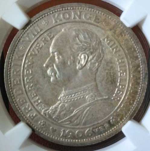 デンマーク「クリスチャン9世＆フレデリック8世」大型銀貨 1906年 MS63 / 55