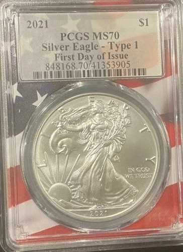 2021年 1ドル アメリカン シルバー イーグル ドル タイプ1 PCGS MS70