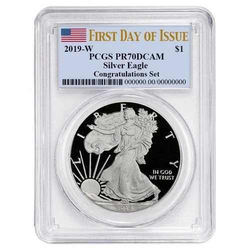 2019-W プルーフ $1 アメリカン シルバー イーグル コングラチュレーション セット PCGS PR70DCAM FDOI