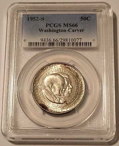 1952年 S ワシントン・カーバー記念銀貨ハーフドル MS66 PCGS GSH トーニング