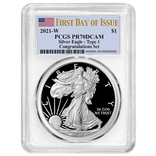 2021-W $1 1オンス T1 プルーフ アメリカンシルバーイーグル コングラチュレーションセット PCGS PR70DCAM