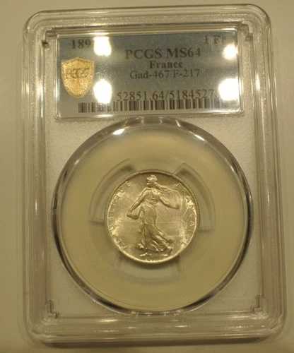 1フラン シルバー 1898 PCGS MS 64 47,520円