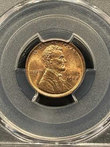 1918年リンカーン・ペニー PCGS MS64 RB 95% レッド！美しい