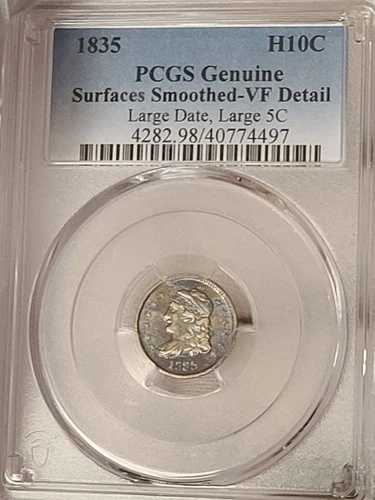 1835年 PCGS 純正キャップドバスト H10C コイン VF 詳細 表面平滑
