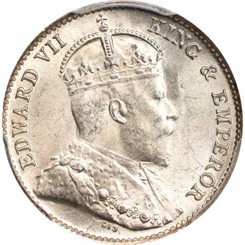 1908年英国セイロン10セント、PCGS MS 64、KM-97 47,520円