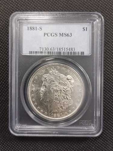 ?? 1881-S モルガン銀貨 1ドル ?? PCGS ミント ステート 63 ?? 送料無料！??