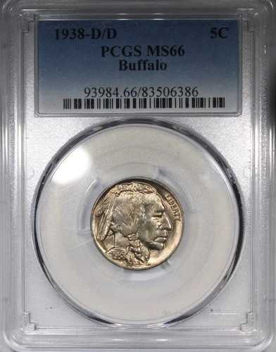 1938-D/D バッファローニッケル PCGS MS66 未流通 宝石品質コイン 5C 47,520円