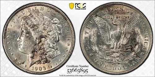 1903年 モルガン銀貨 $1 PCGSグレード AU詳細 新品ホルダー付き TrueView付き 47,520円