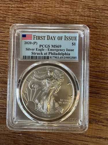 2020-(P) シルバーイーグル PCGS MS69 発行初日 緊急発行 フィラデルフィア