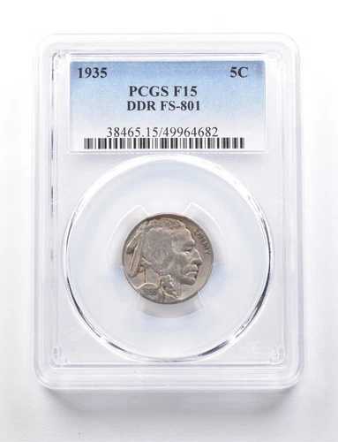 1935年 インディアンヘッド バッファローニッケル DDR FS-801 F15 PCGS *7696