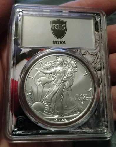 2022-W バーニッシュド 1ドル アメリカン シルバー イーグル PCGS SP70 ウルトラブレイクス フラッグ コア（チップ）