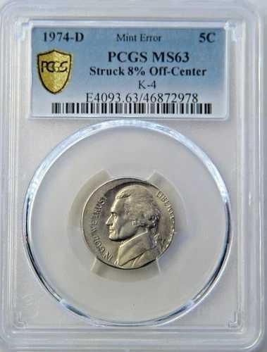 1974年 5C 8%オフセンター刻印 PCGS MS63 SN. 335