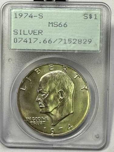 1974-S アイゼンハワードル 1ドル - PCGS MS66 - OGH グリーンラトラーホルダー