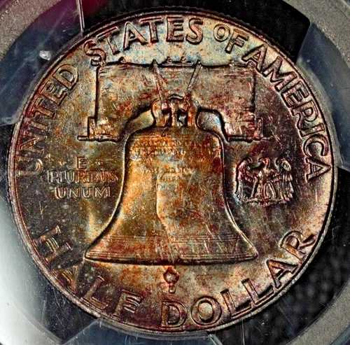 1956 年フランクリン ハーフ ドル、PCGS MS 65、素晴らしい色調!