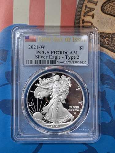 2021-W 1ドル アメリカン シルバー イーグル タイプ2 PR70DCAM プルーフ PCGS 米国造幣局 ac