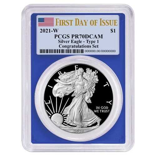 2021-W プルーフ $1 タイプ1 アメリカンシルバーイーグル コングラチュレーションセット PCGS PR70DCAM