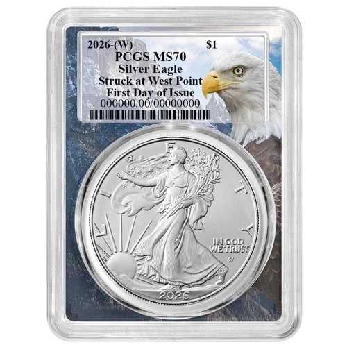 2026年 (W) 1ドル アメリカン シルバー イーグル PCGS MS70 FDOI イーグルフレーム