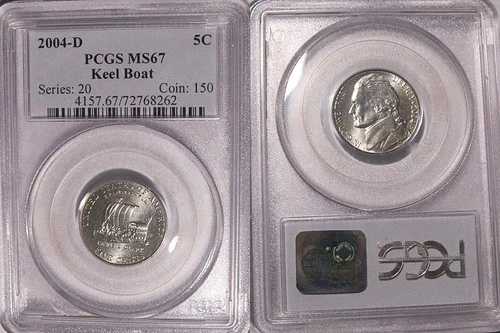 2004年 D キールボート ジェファーソン ニッケル 5セント PCGS MS67