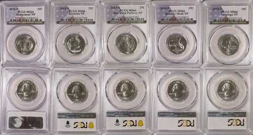 2015 S 国立公園 5枚入りクォーターコインセット 25セント PCGS MS66