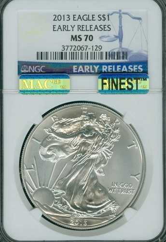2013 シルバーイーグル 1オンス $1 NGC MS70 ER MAC FINEST REGISTRY MAC SPOTLESS *