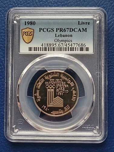レバノン 1 LIVRE 1980 KM# 32 レイクプラシッド PR67DC PCGS XIII 冬季オリンピック