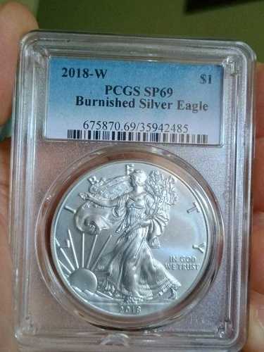 2018年 ウェストポイント PCGS SP69 バーニッシュド シルバー イーグル