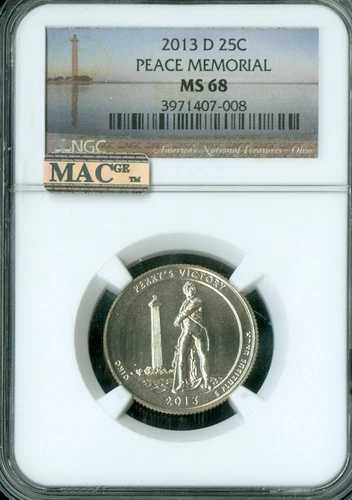 2013 D PERRY'S PEACE ロゴ クォーター NGC MS68 MAC スポットレス *