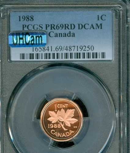 1988 カナダ 1 セント PCGS PR69 DCAM MAC UHCAM & スポットレス 2ND 最高級グレード 250 。