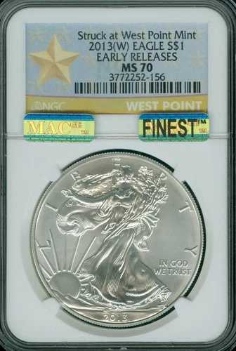 2013 W STAR SILVER EAGLE NGC MS70 ER MAC FINEST MAC SPOTLESS 。