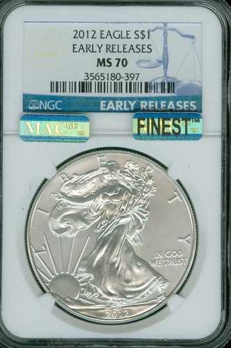 2012 シルバーイーグル NGC MS70 ER MAC 最高級グレード MAC スポットレス *